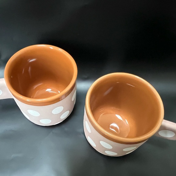KAKI Espresso Cups Set of 2-3 Ounce Clay Espresso Cups Pink with White Polka Dot - Picture 2 of 6